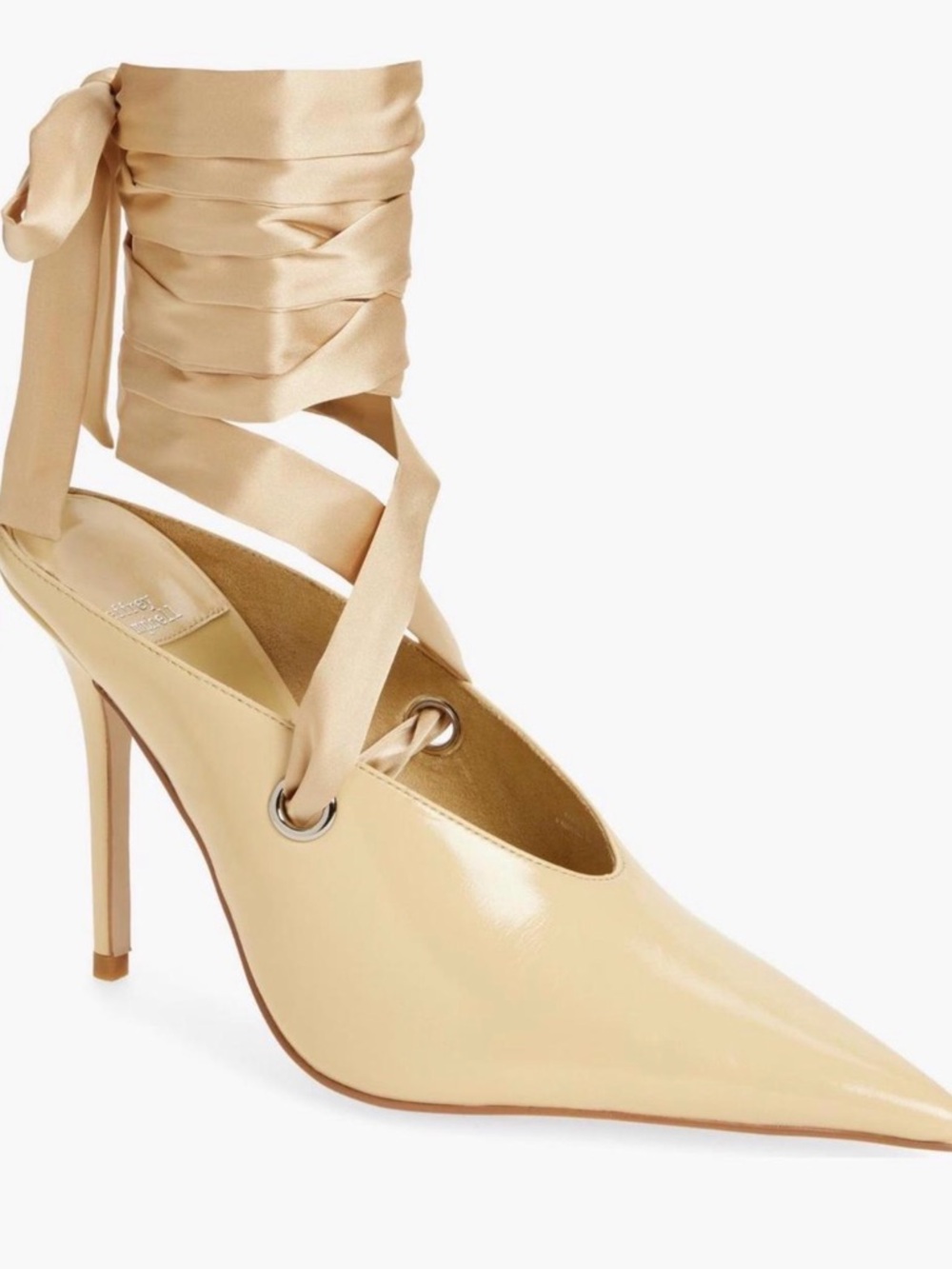 Jeffrey Campbell Satin Wrap Pointed Toe Pump - Cream